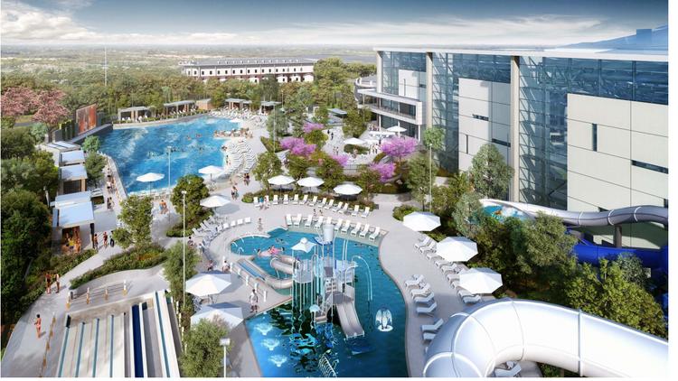 This rendering, contained in a construction bid document obtained by the Nashville Business Journal, depicts what a proposed indoor/outdoor water park connected to Gaylord Opryland Resort could look like.