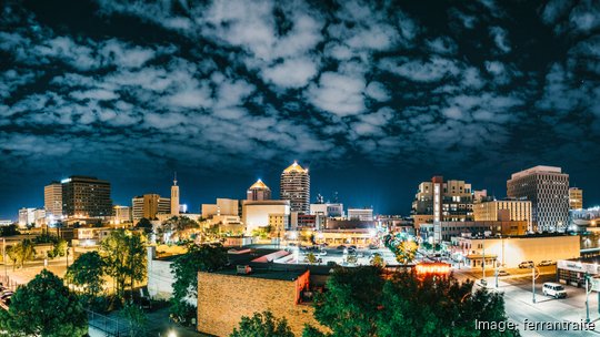 Panorama of Albuquerque Skyline at Night