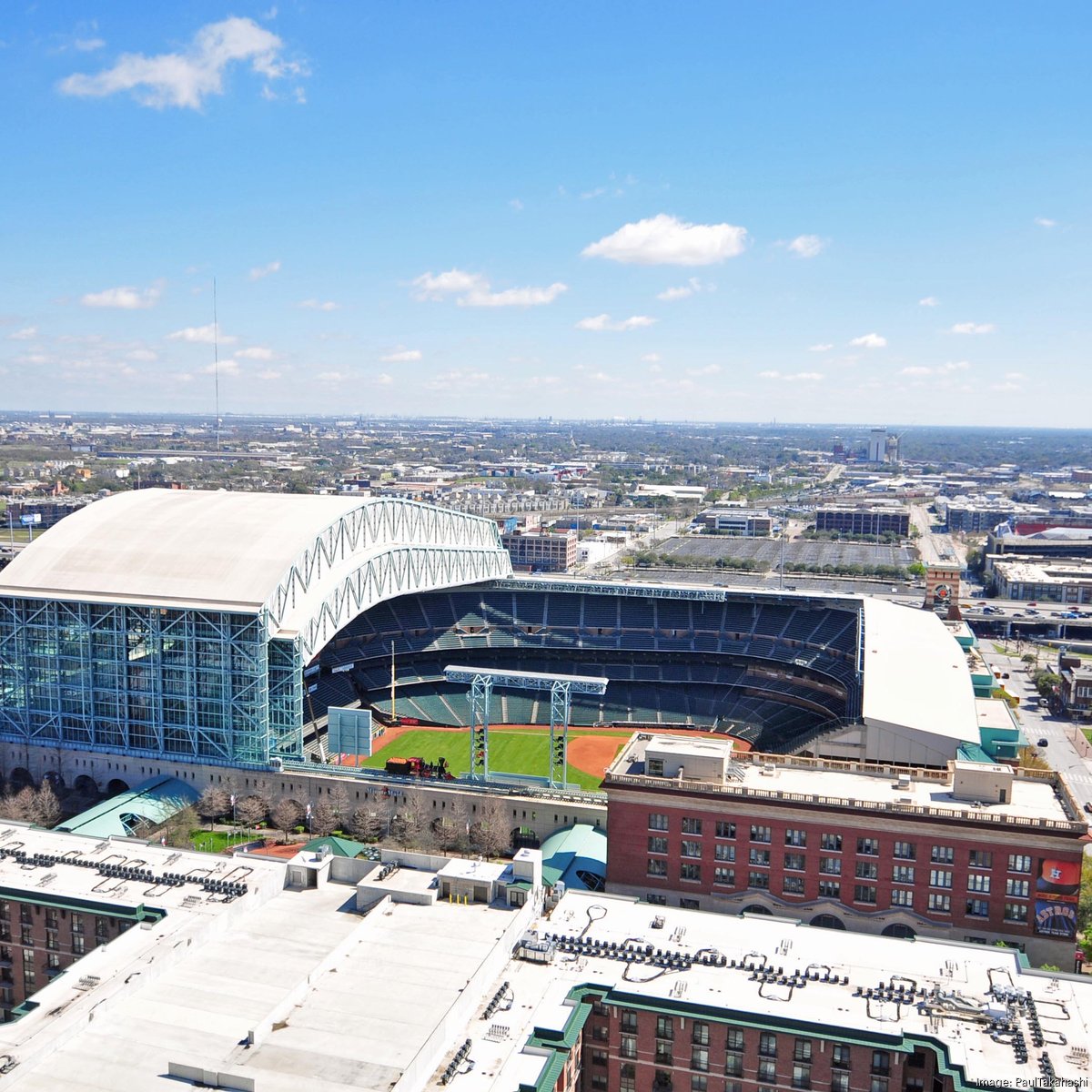Aerial View of Minute Maid Park in Downtown Houston Texas
