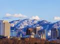 Salt Lake City Skyline in Early Spring with Copy Space
