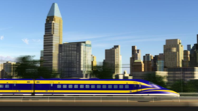 An artist's conceptual rendering of California high-speed rail