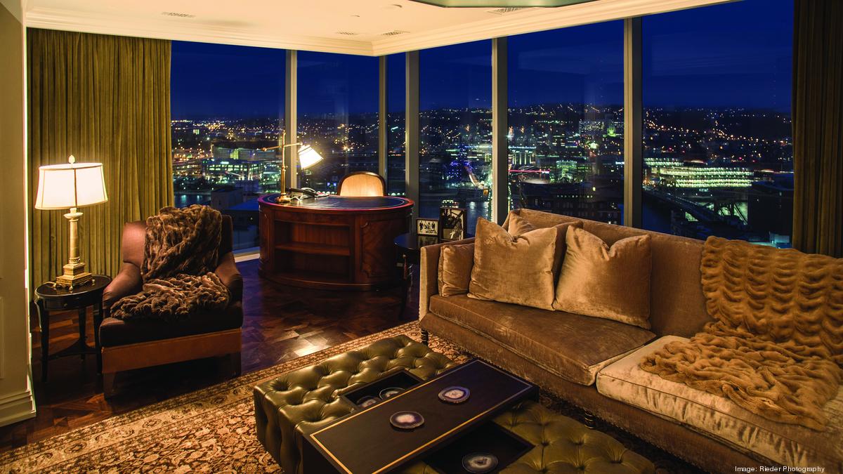View of Inside $13.9M downtown Pittsburgh penthouse that's up for sale by ...