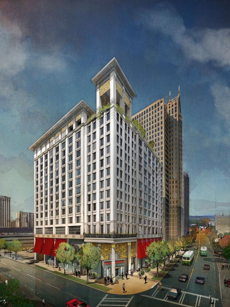 A 254-room Grand Bohemian Hotel is under construction at the corner of Trade and Church streets, with anticipated opening in March 2020.