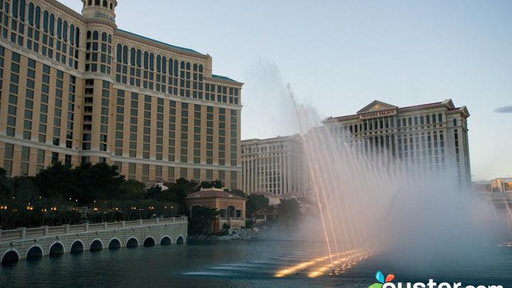 Caesars Palace fountains active on Las Vegas Strip, Casinos & Gaming