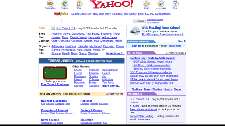 Yahoo homepages - November 2002