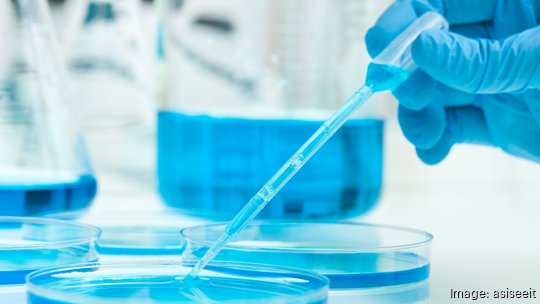 Chemist using dropper to drop liquid into petri dish