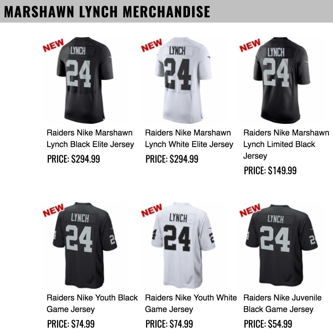 Marshawn Lynch Oakland Raiders Men's White Nike Game Jersey