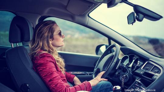 Woman driving car