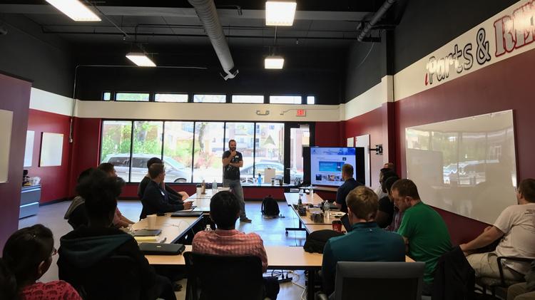 Ryan Weber presenting at Great North Labs in St. Cloud