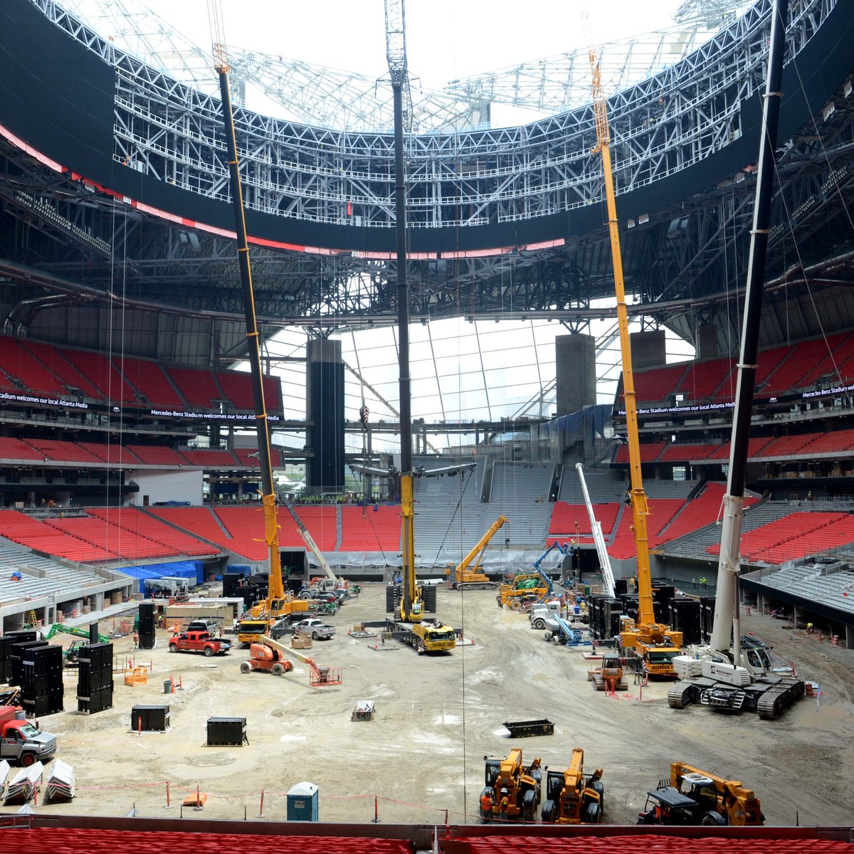 The Atlanta Falcons' Mercedes-Benz Stadium, now finished, in 27