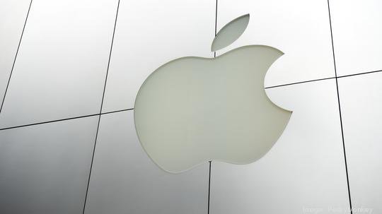 Apple Inc Logo in Brushed Metal Store Facade