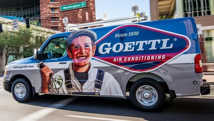 A Goettl AC van pictured in downtown Phoenix.