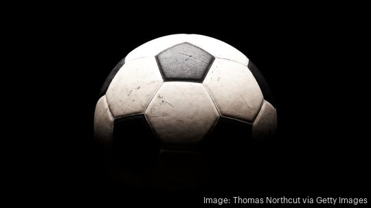 Soccer ball in shadows