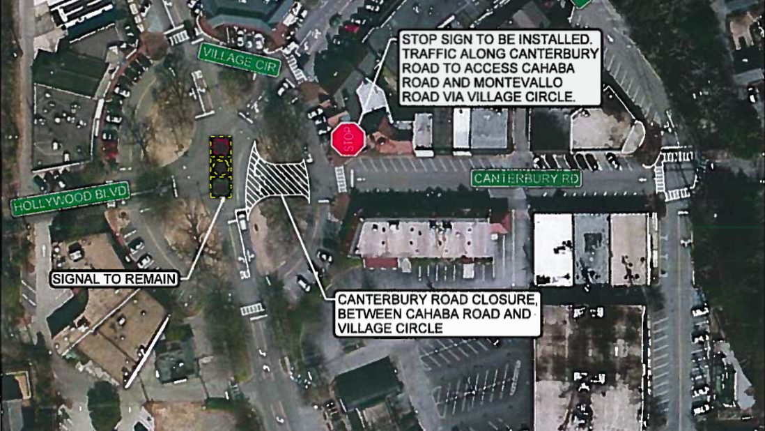 Mountain Brook to close down section of Canterbury Road Birmingham