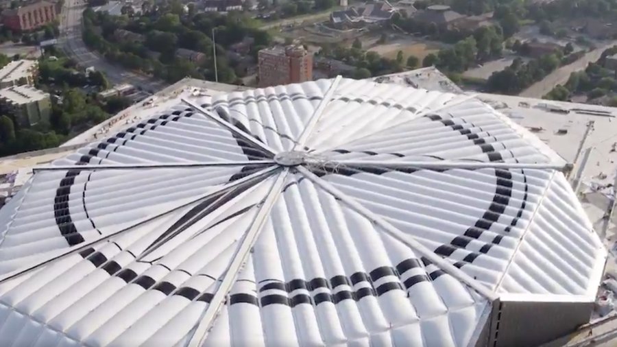 Mercedes-Benz Stadium goes from Peach Bowl to Falcons field in time-lapse  video