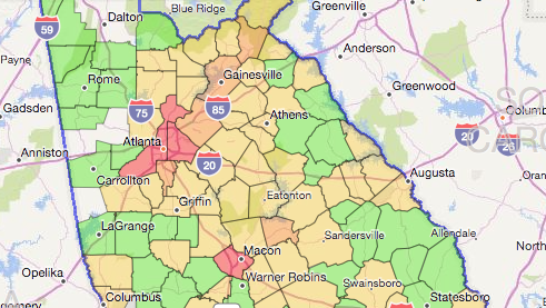 Georgia Power Outage Map Legend - Map