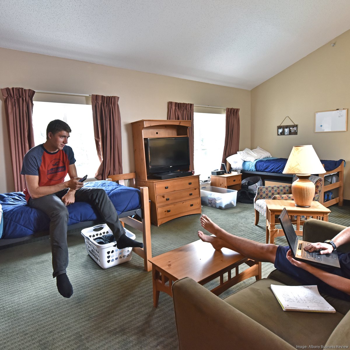 SUNY Poly students staying at CrestHill Suites in Albany, NY, in 