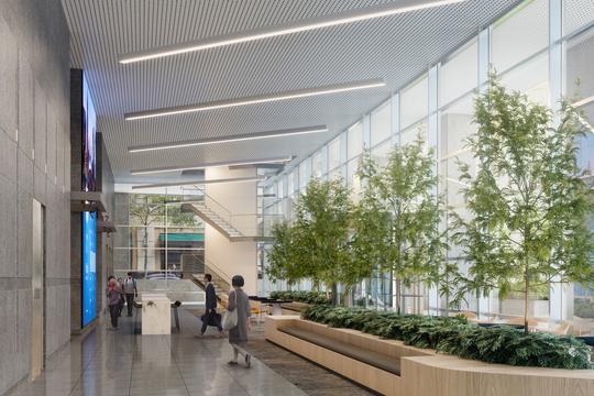 Outcome Health - Building lobby - Gensler Rendering