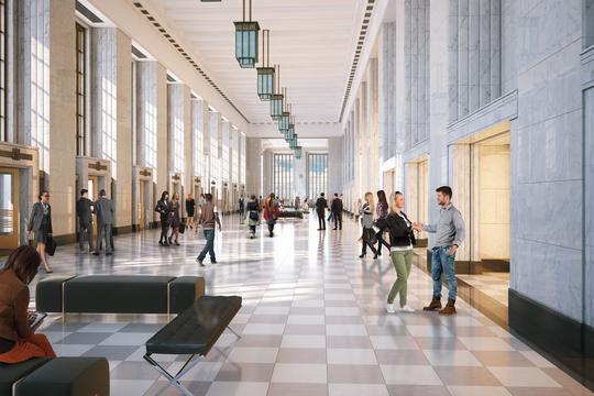 Gensler Rendering - Main Lobby - Van Buren entrance