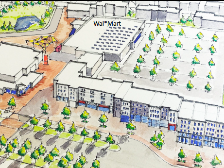 A rendering of the redevelopment plan under consideration for County Fair Mall in Woodland. The mall recently sold, but a city spokesman said there's no word yet on whether the new owners plan to carry the plan out.