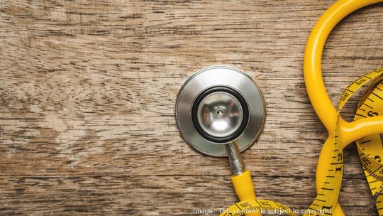 Top view yellow stethoscope