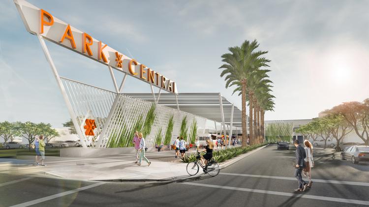 Rendering of renovations and modernization plans for Park Central Mall in Phoenix