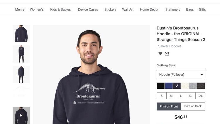 stranger things brontosaurus sweatshirt