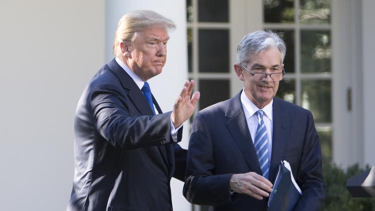 President Donald Trump with Jerome Powell, his nominee to chair the Federal Reserve, at a news conference in the Rose Garden of the White House on Thursday, Nov. 2, 2017.