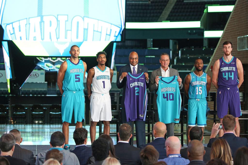 Charlotte Hornets - AWESOME! Hornets Chairman Michael Jordan and  LendingTree CEO Doug Lebda celebrating the team's new jersey patch deal!  #BuzzCity
