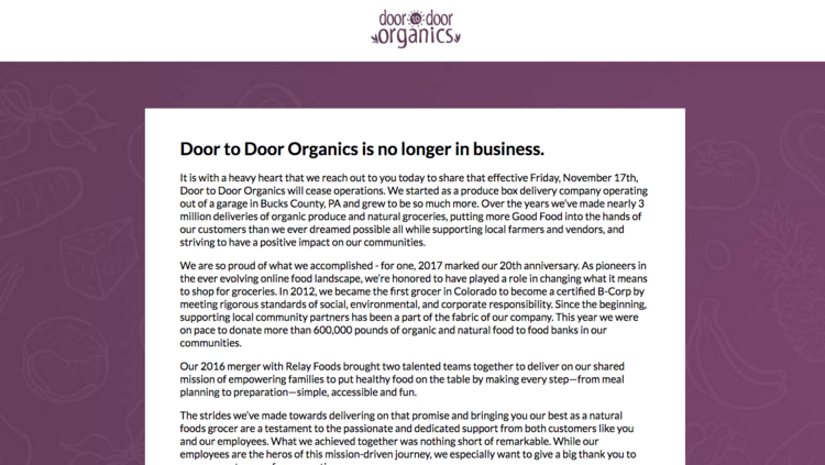 Colorado S Doors To Door Organics Shuts Down After 20 Years