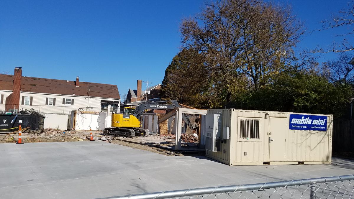 Construction for mystery tenant at High and Broadway corridor in