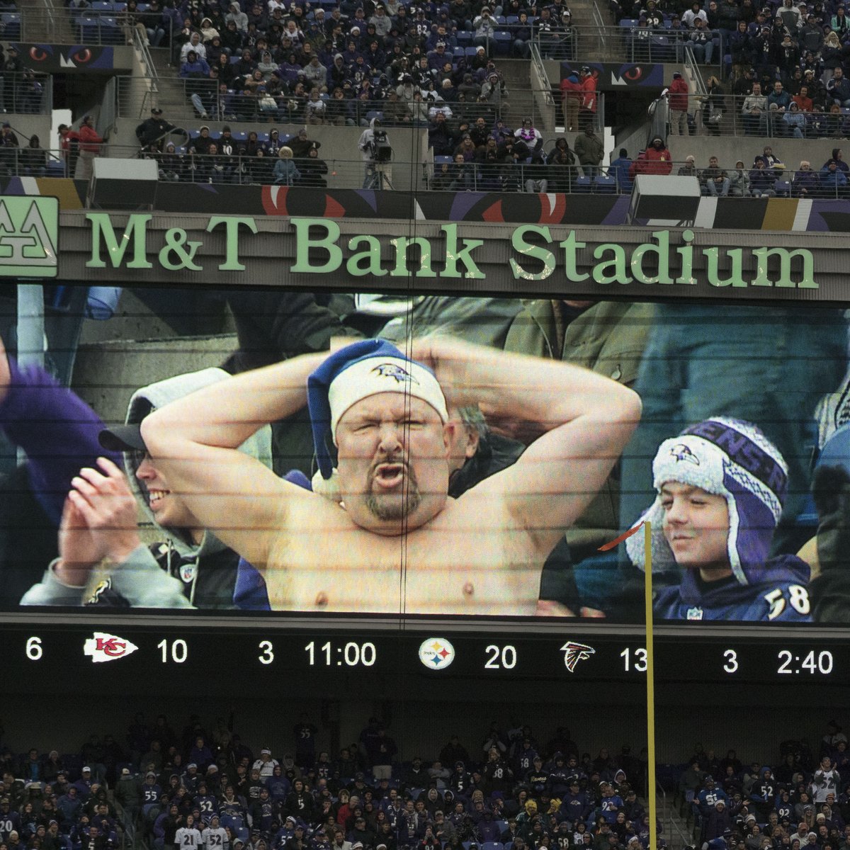 A view from some of the empty seats at M&T Bank Stadium