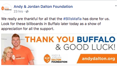 Bills Mafia' has flooded Andy Dalton's foundation with donations