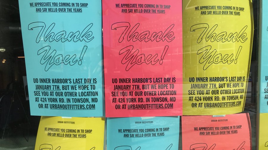 Urban Outfitters closing at Harborplace Light Street Pavilion
