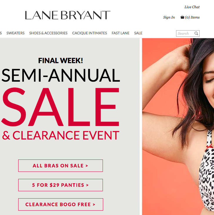 Lane Bryant: Semi Annual Buy 2 Get 2 Bras FREE Sale Plus Semi