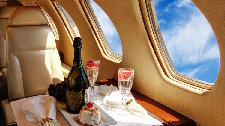 private jet champagne