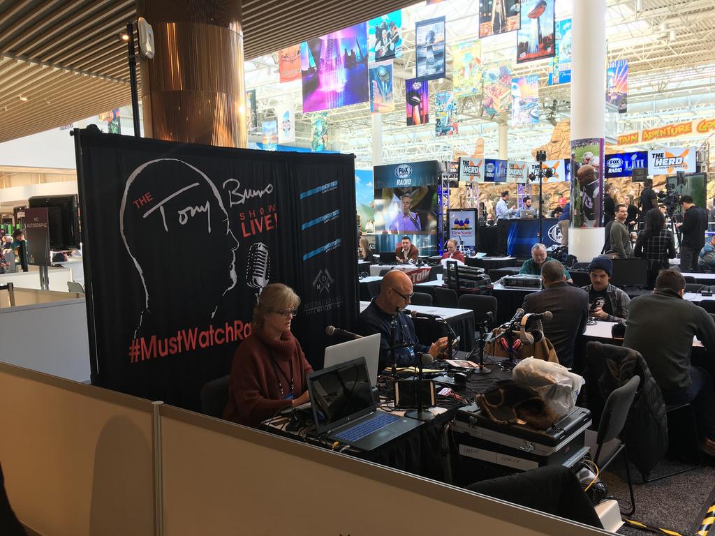 NFL media works on radio row during Super Bowl 56 week at the Los