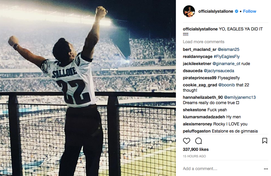 Eagles' Super Bowl LII win gets reactions from Stallone, J. Roll