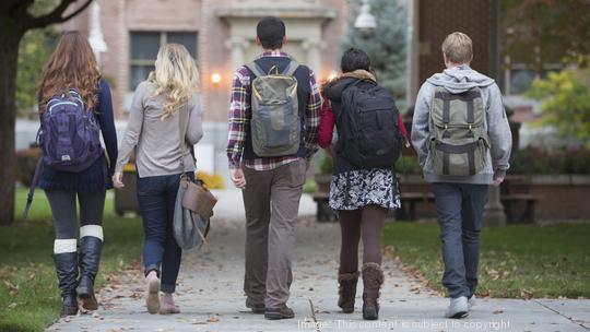 College students walking on campus