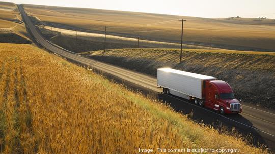 Truck driving on remote road