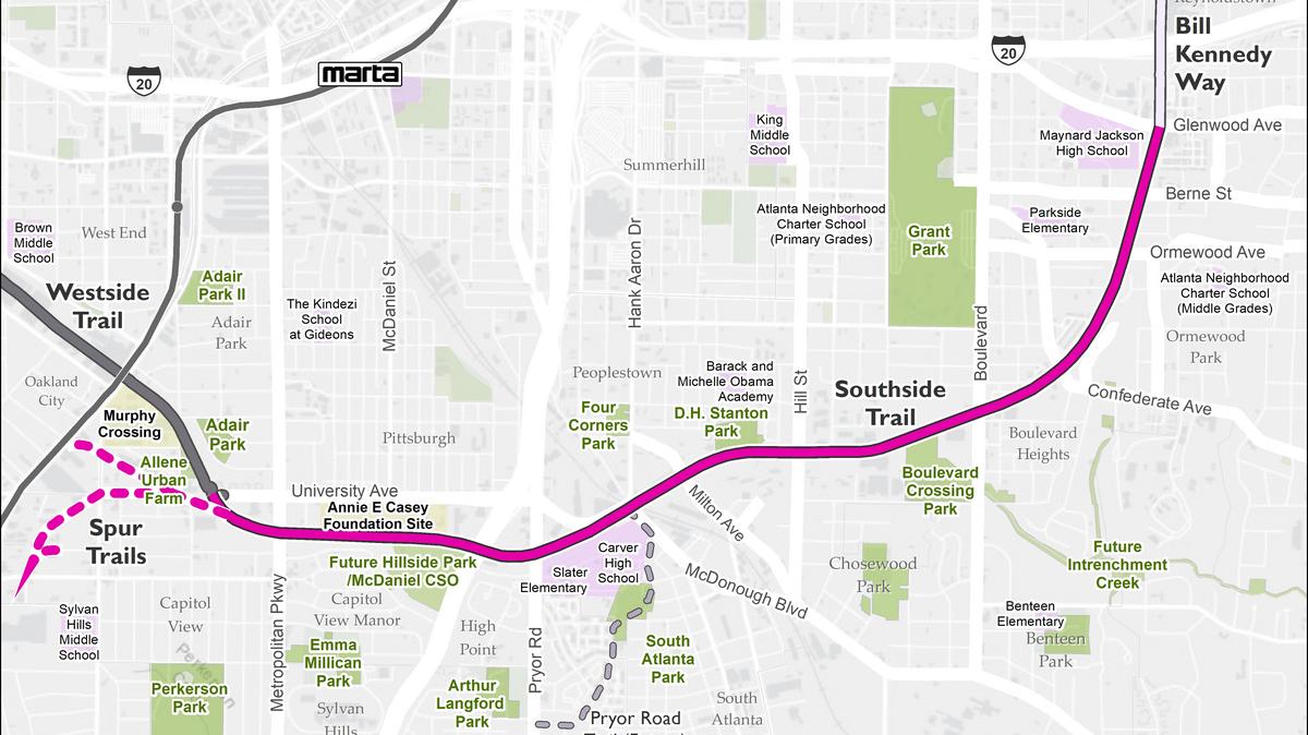 Atlanta Belt Line Trail Map Of - Southside Trail Map With Spurs*1200xx4500 2531 0 235