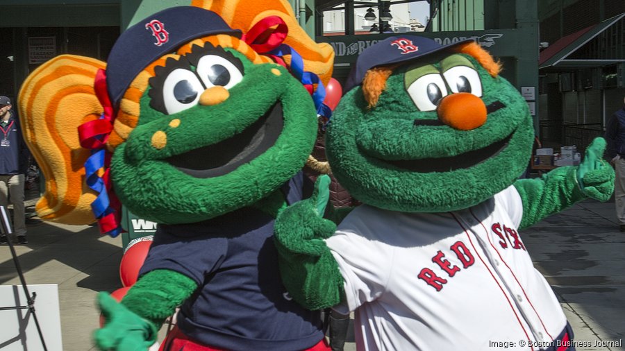 Boston Red Sox mascot Tessie the Green Monster before a spring