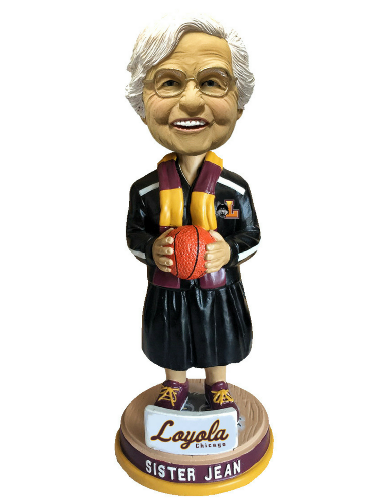 The final design of the Sister Jean bobblehead seen here has just gone into production.