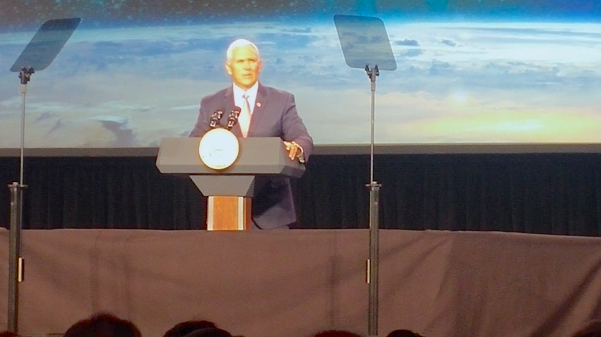 Vice President Mike Pence talks up privatesector space, U.S. dominance
