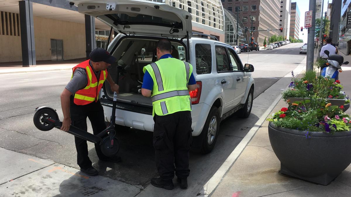 Denver Public Works impounding Lime and Bird electric scooters Denver