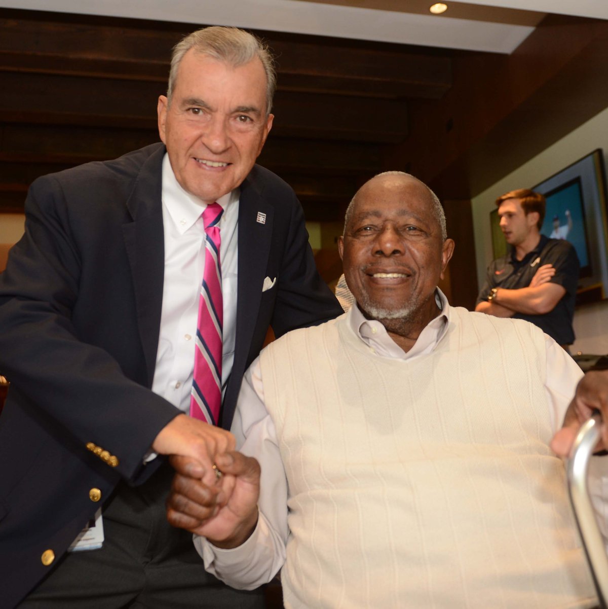 Matt Kemp meets legend Hank Aaron