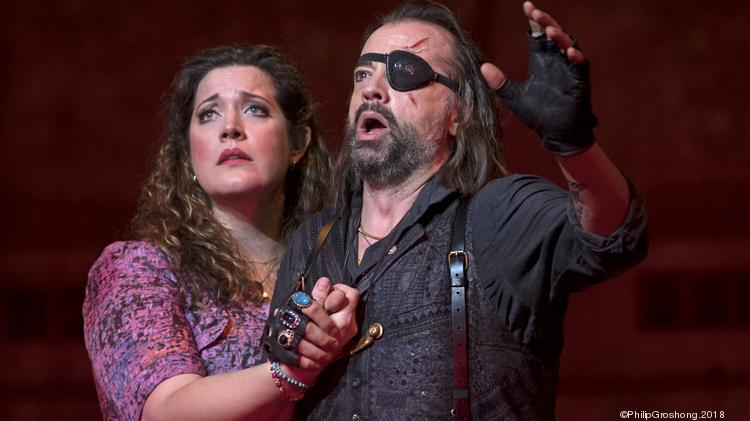 Senta (Marcy Stonikas) and the Dutchman (Nathan Berg) in Cincinnati Opera’s production of Wagner’s "The Flying Dutchman."