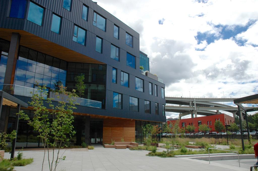 Inside and outside the new Field Office development in NW Portland