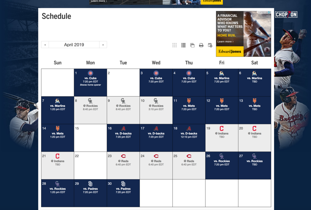 Atlanta Braves 2019 schedule, Atlanata Braves 2019 schedule…