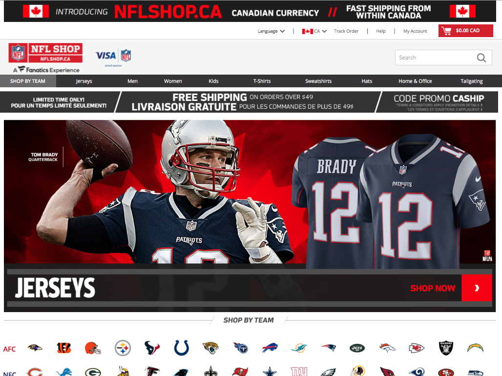 Fanatics, NFL launch Canadian-based e-commerce platform